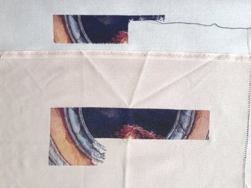 Top is tent stitch 2 over 1 on 28-ct; Bottom is cross stitch 1 over 1 on 25-ct.